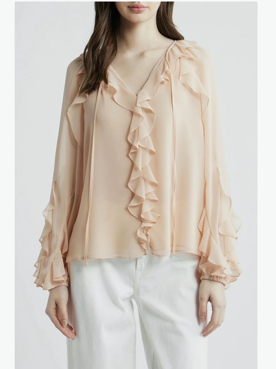 Kobi Halperin Tops - Kobi Halperin. Kaytya Ruffle Silk Blouse. Champagne. Size Small.